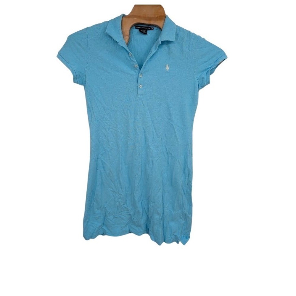 Lauren Ralph Lauren Polo Dress Blue Cotton Mini Shirt Dress Women L‎